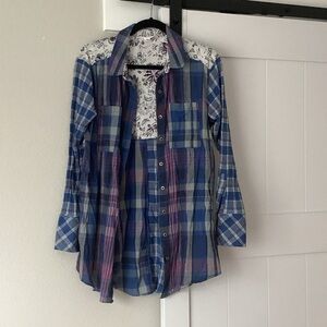 Caslon Blue Plaid Button Down Shirt